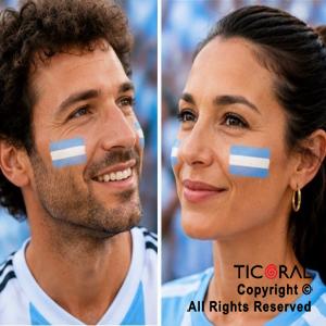 MAQUILLAJE ARTISTICO ARGENTINA CELESTE Y BLANCO (BLISTER X 6 UNIDADES - 12GR)